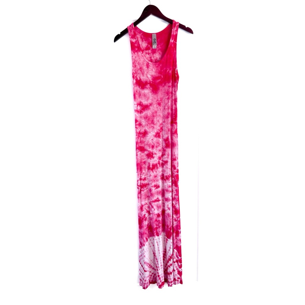 Go Couture Pink and White Tie-Dye Maxi Dress